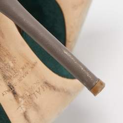 Pre Owned Malone Souliers Green/Grey Suede and Leather Montana Booties Size 39.5