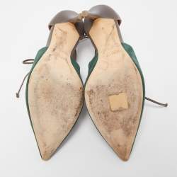 Pre Owned Malone Souliers Green/Grey Suede and Leather Montana Booties Size 39.5