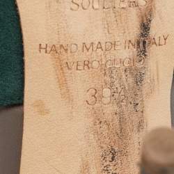 Pre Owned Malone Souliers Green/Grey Suede and Leather Montana Booties Size 39.5