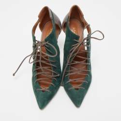 Pre Owned Malone Souliers Green/Grey Suede and Leather Montana Booties Size 39.5