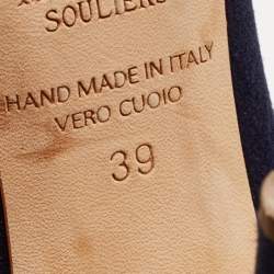 Pre Owned Malone Souliers Navy Blue/Silver Suede and Leather Robyn Pumps Size 39