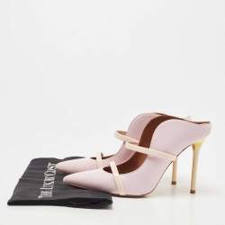 Pre Owned Malone Souliers Light Purple/Pink Leather and Patent Maureen Mules Size 36.5