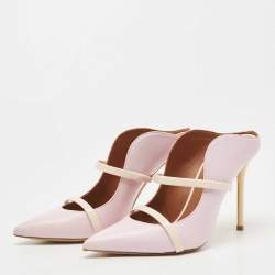 Pre Owned Malone Souliers Light Purple/Pink Leather and Patent Maureen Mules Size 36.5