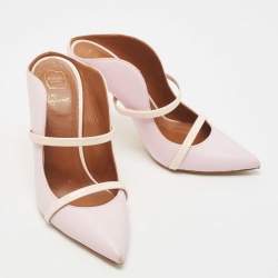 Pre Owned Malone Souliers Light Purple/Pink Leather and Patent Maureen Mules Size 36.5