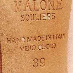 Pre Owned Malone Souliers Pink/Gold Satin and Leather Maureen Mules Size 39