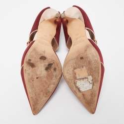 Pre Owned Malone Souliers Burgundy Satin Imogen Mules Size 39