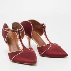 Pre Owned Malone Souliers Burgundy Satin Imogen Mules Size 39