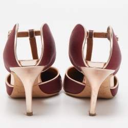 Pre Owned Malone Souliers Burgundy Satin Imogen Mules Size 39