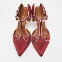Pre Owned Malone Souliers Burgundy Satin Imogen Mules Size 39