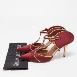 Pre Owned Malone Souliers Burgundy Satin Imogen Mules Size 39