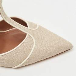 Malone Souliers Cream Canvas And Leather Trim Imogen Pumps Size 37
