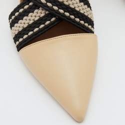 Pre Owned Malone Souliers x Roksanda Tricolor Leather and Woven Canvas Dana Ankle Strap Pumps Size 40