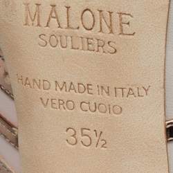 Pre Owned Malone Souliers Rose Gold/Light Pink Perforated Leather Ada Pumps Size 35.5