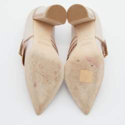 Pre Owned Malone Souliers Rose Gold/Light Pink Perforated Leather Ada Pumps Size 35.5