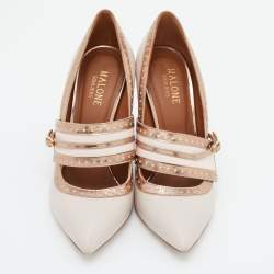 Pre Owned Malone Souliers Rose Gold/Light Pink Perforated Leather Ada Pumps Size 35.5