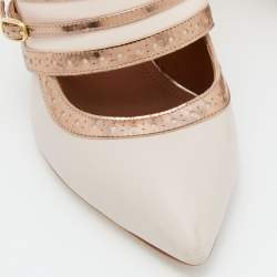 Pre Owned Malone Souliers Rose Gold/Light Pink Perforated Leather Ada Pumps Size 35.5