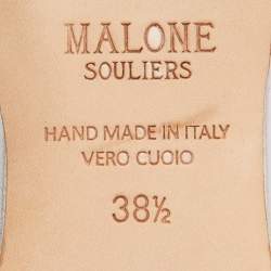 Pre Owned Malone Souliers Orange/Silver Canvas Annie Lace Up Flat Mules Size 38.5