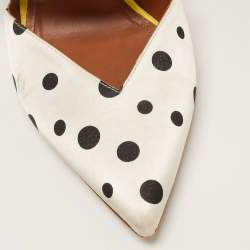Pre Owned Malone Souliers x Emanuel Ungaro White/Black Polka Dot Satin and Lace Maisie Mules Size 40.5