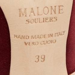 Pre Owned Malone Souliers Burgundy Satin Maureen Mule Sandals Size 39