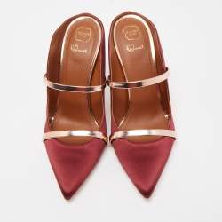 Pre Owned Malone Souliers Burgundy Satin Maureen Mule Sandals Size 39
