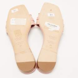 Pre Owned Malone Souliers Pink Perforated Leather Gena Flat Slides Size 36