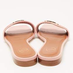 Pre Owned Malone Souliers Pink Perforated Leather Gena Flat Slides Size 36