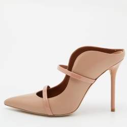 Pre Owned Malone Souliers Beige Leather Maureen Mules Size 39.5