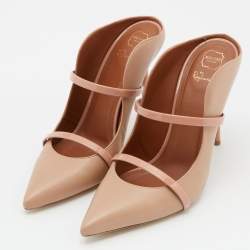 Pre Owned Malone Souliers Beige Leather Maureen Mules Size 39.5