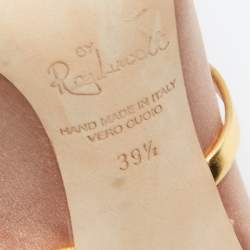 Pre Owned Malone Souliers Pink/Gold Satin and Leather Maureen Mules Size 39.5