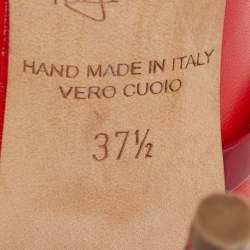 Pre Owned Malone Souliers Red/Burgundy Leather and Patent Maureen Mules Size 37.5