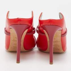 Pre Owned Malone Souliers Red/Burgundy Leather and Patent Maureen Mules Size 37.5