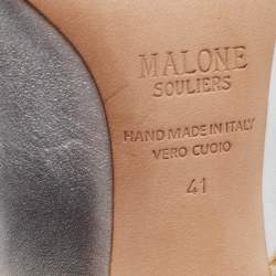 Pre Owned Malone Souliers Sliver Leather Maureen Pointed Toe Pumps Size 41