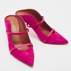 Pre Owned Malone Souliers Pink Suede Maureen Pointed Toe Mule Sandals Size 40