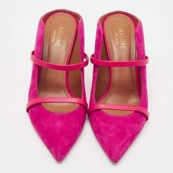Pre Owned Malone Souliers Pink Suede Maureen Pointed Toe Mule Sandals Size 40