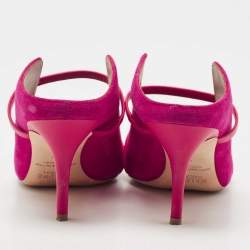 Pre Owned Malone Souliers Pink Suede Maureen Pointed Toe Mule Sandals Size 40