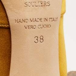 Pre Owned Malone Souliers Yellow Satin Lowe Crystal Embellished Pointed Toe Pumps Size 38