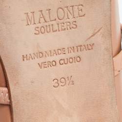 Pre Owned Malone Souliers Beige Leather and Patent Maureen Flat Mules Size 39.5