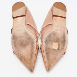 Pre Owned Malone Souliers Beige Leather and Patent Maureen Flat Mules Size 39.5