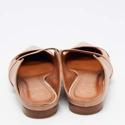 Pre Owned Malone Souliers Beige Leather and Patent Maureen Flat Mules Size 39.5