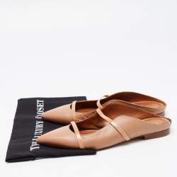 Pre Owned Malone Souliers Beige Leather and Patent Maureen Flat Mules Size 39.5