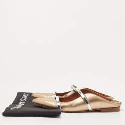 Pre Owned Malone Souliers Metallic Leather Maureen Flat Mules Size 36.5