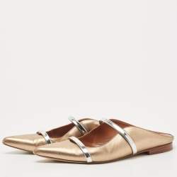 Pre Owned Malone Souliers Metallic Leather Maureen Flat Mules Size 36.5