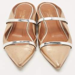 Pre Owned Malone Souliers Metallic Leather Maureen Flat Mules Size 36.5