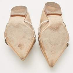 Pre Owned Malone Souliers Metallic Leather Maureen Flat Mules Size 36.5