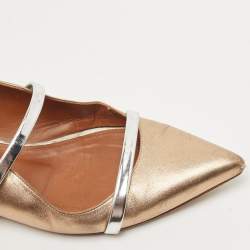 Pre Owned Malone Souliers Metallic Leather Maureen Flat Mules Size 36.5