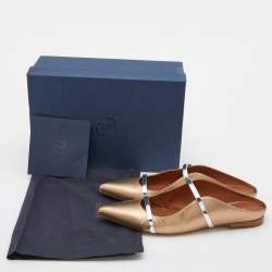 Pre Owned Malone Souliers Metallic Gold/Silver Leather Maureen Flat Mules Size 39