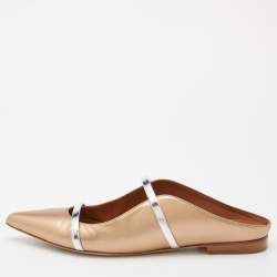 Pre Owned Malone Souliers Metallic Gold/Silver Leather Maureen Flat Mules Size 39
