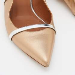 Pre Owned Malone Souliers Metallic Gold/Silver Leather Maureen Flat Mules Size 39
