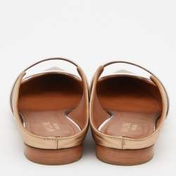 Pre Owned Malone Souliers Metallic Gold/Silver Leather Maureen Flat Mules Size 39