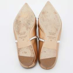 Pre Owned Malone Souliers Metallic Gold/Silver Leather Maureen Flat Mules Size 39